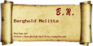 Berghold Melitta névjegykártya
